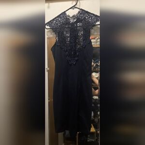 LuLaRoe Navy Dress with Lace Accents